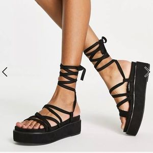ASOS tie leg flatform sandals
